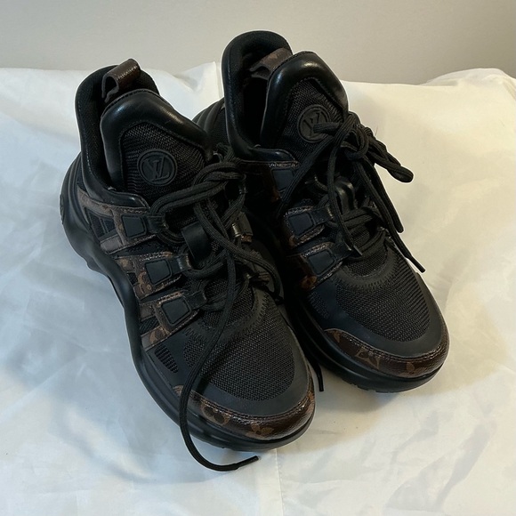 Women’s LV Monogram Black and Brown Sneakers Size 36 - Picture 12 of 14